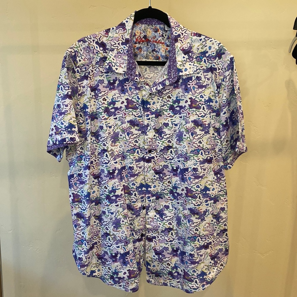 Robert Graham Classic Fit Buttoned down shirt, size 2XL, purple print.